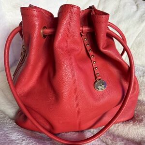 Brahmin Coral Leather Shoulder Bucket Bag